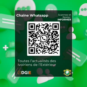 Scannez le QR code pour rejoindre la chaîne WhatsApp DGIE